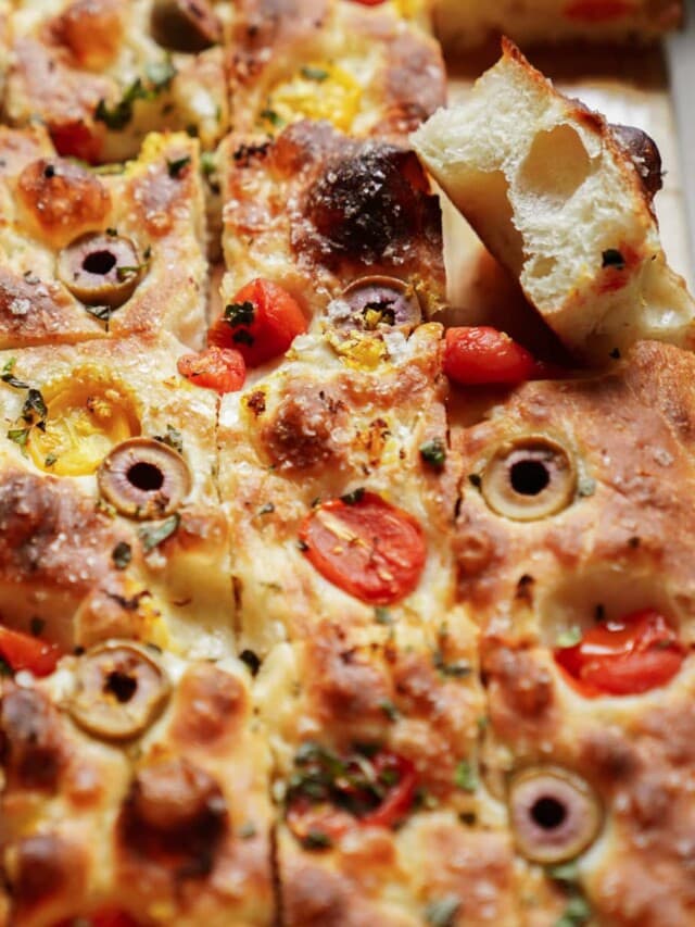 Close up of focaccia bread