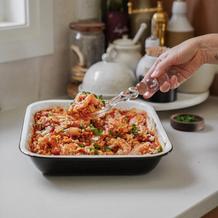 Greek Shrimp and Orzo Pasta Bake