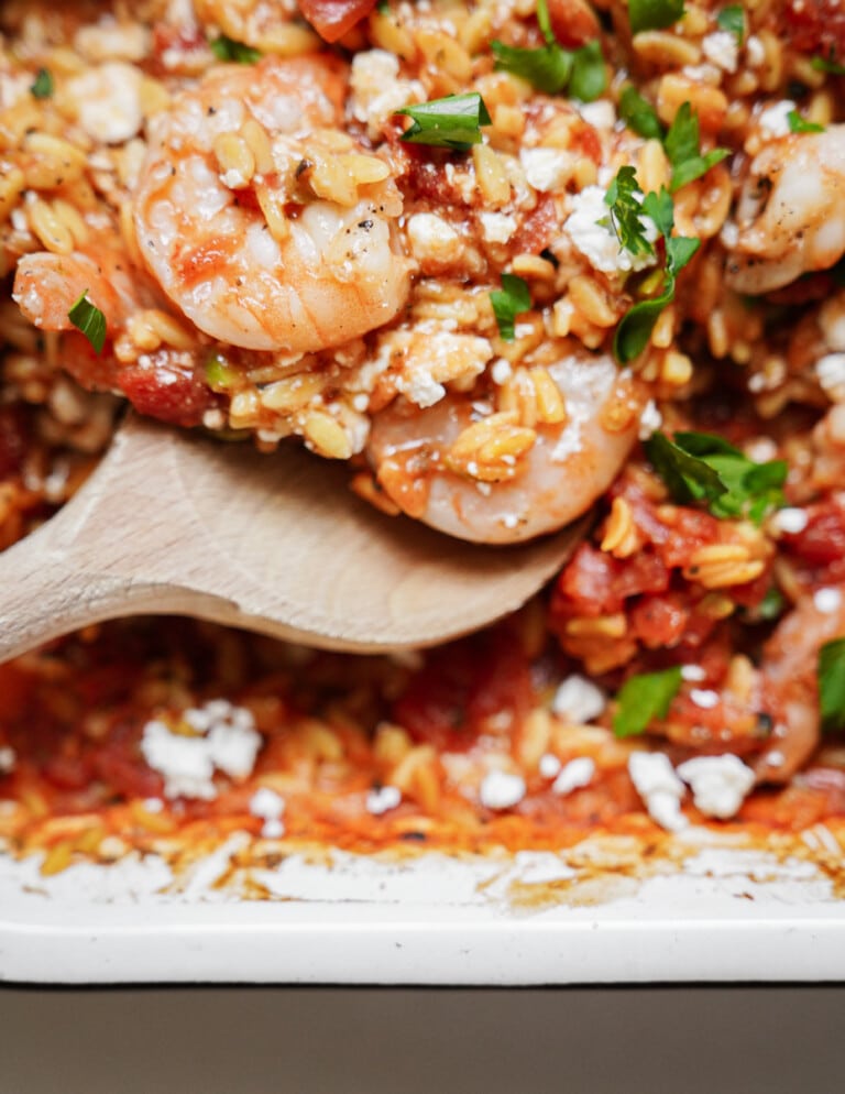 Greek Shrimp and Orzo Pasta Bake