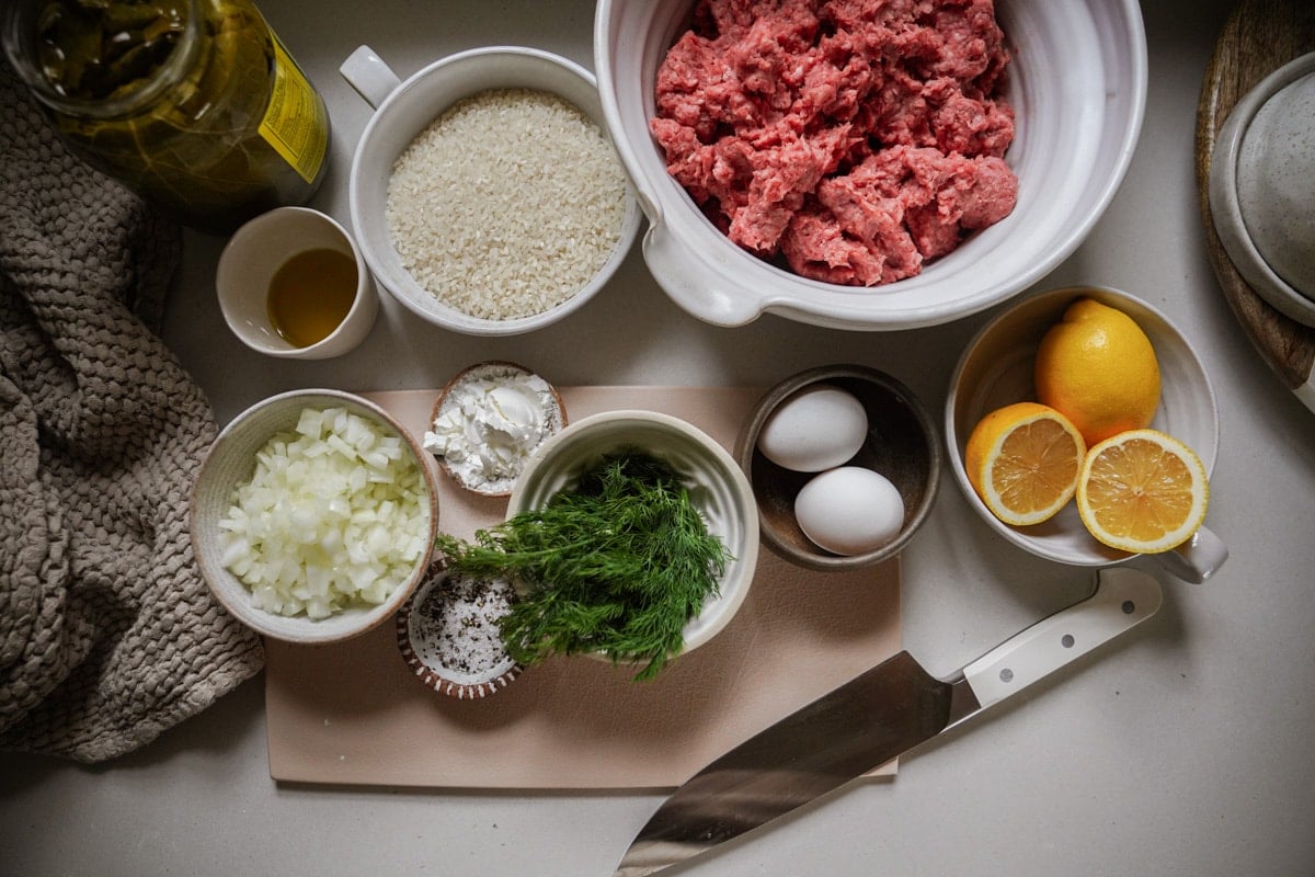 Ingredients for dolmades