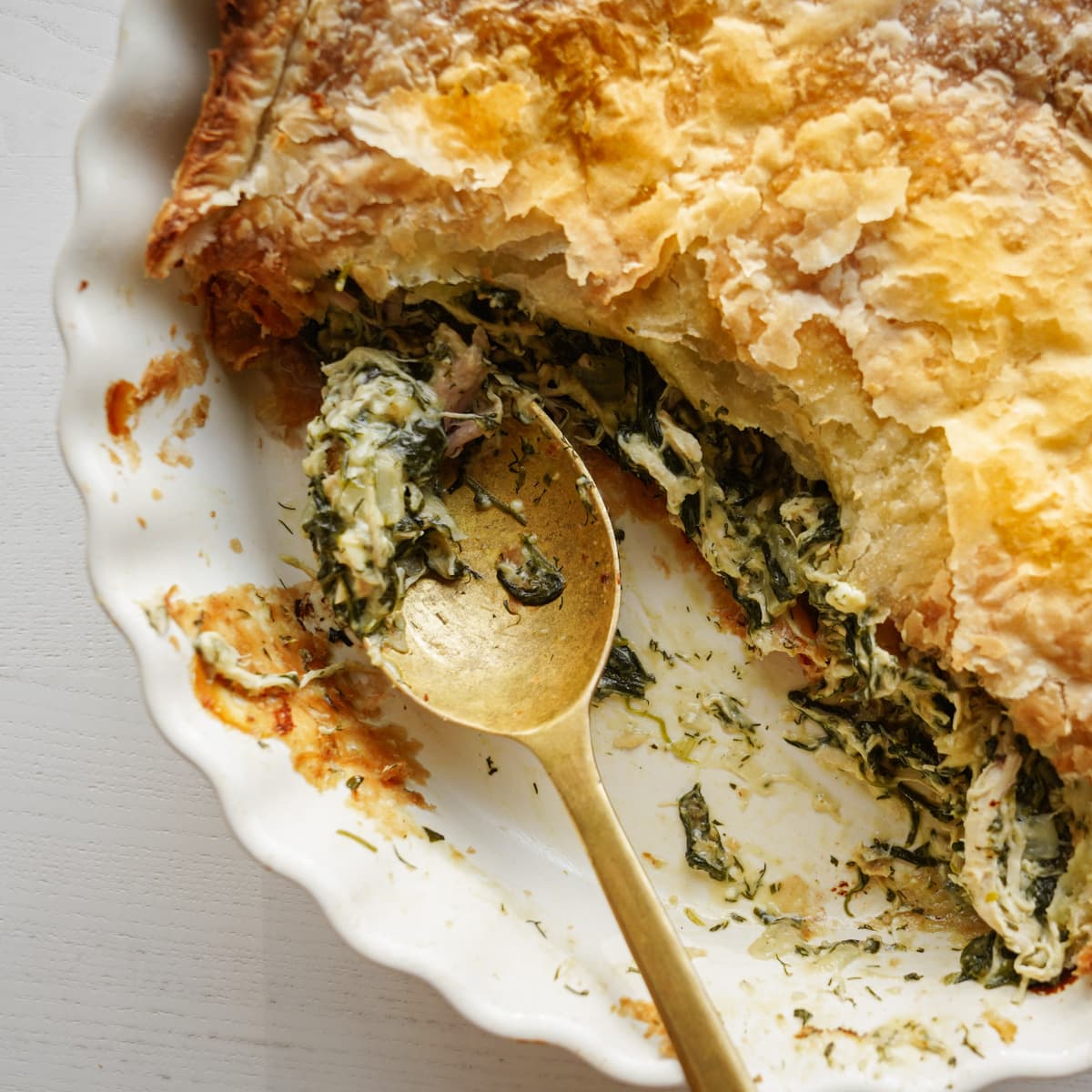 Close up of spinach pie