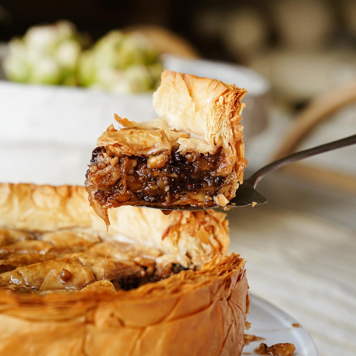 Baklava being scooped out