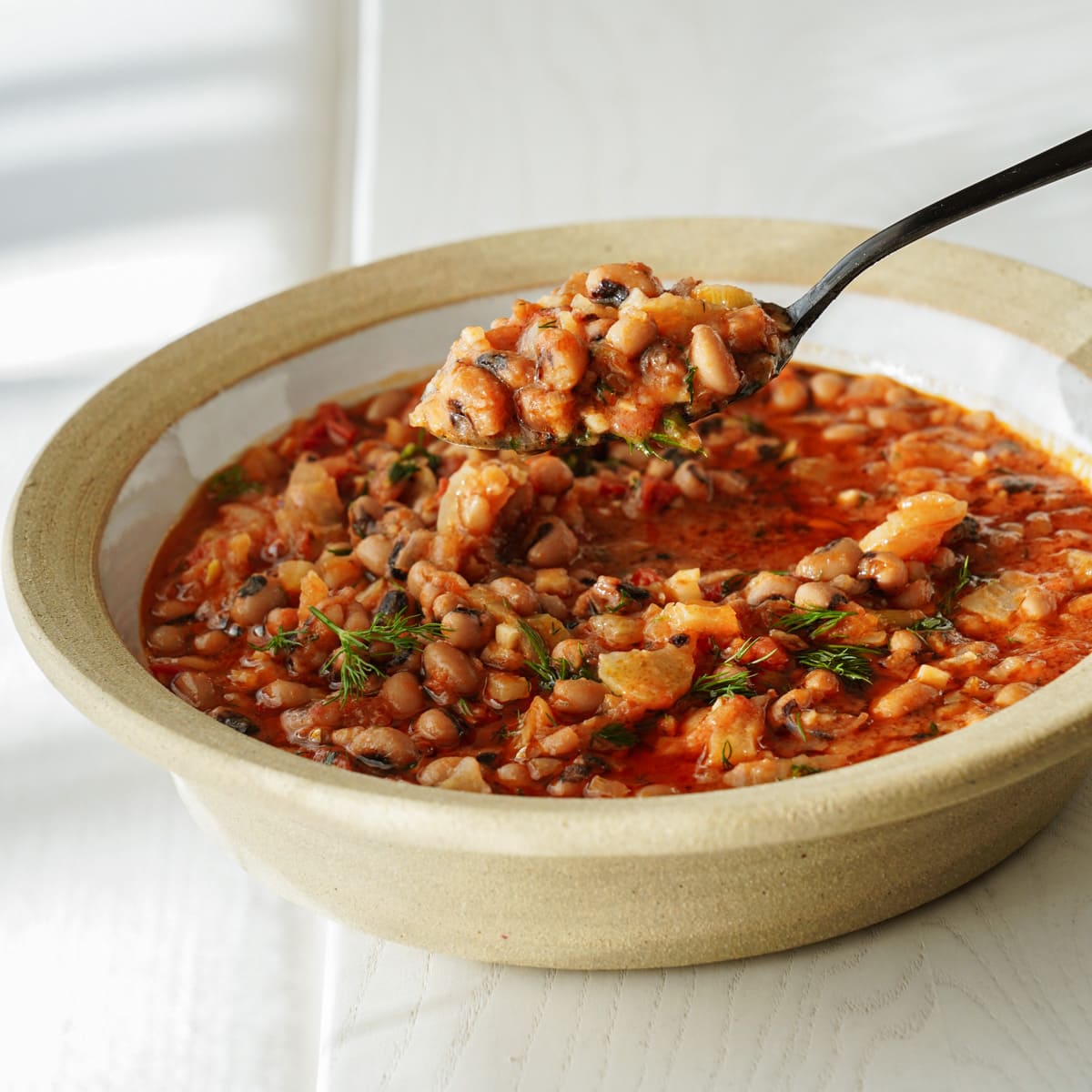 Black eyed pea soup in a bowl