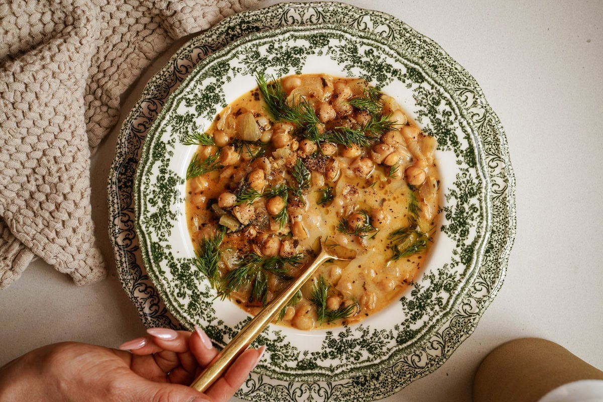 Bowl of chickpea soup