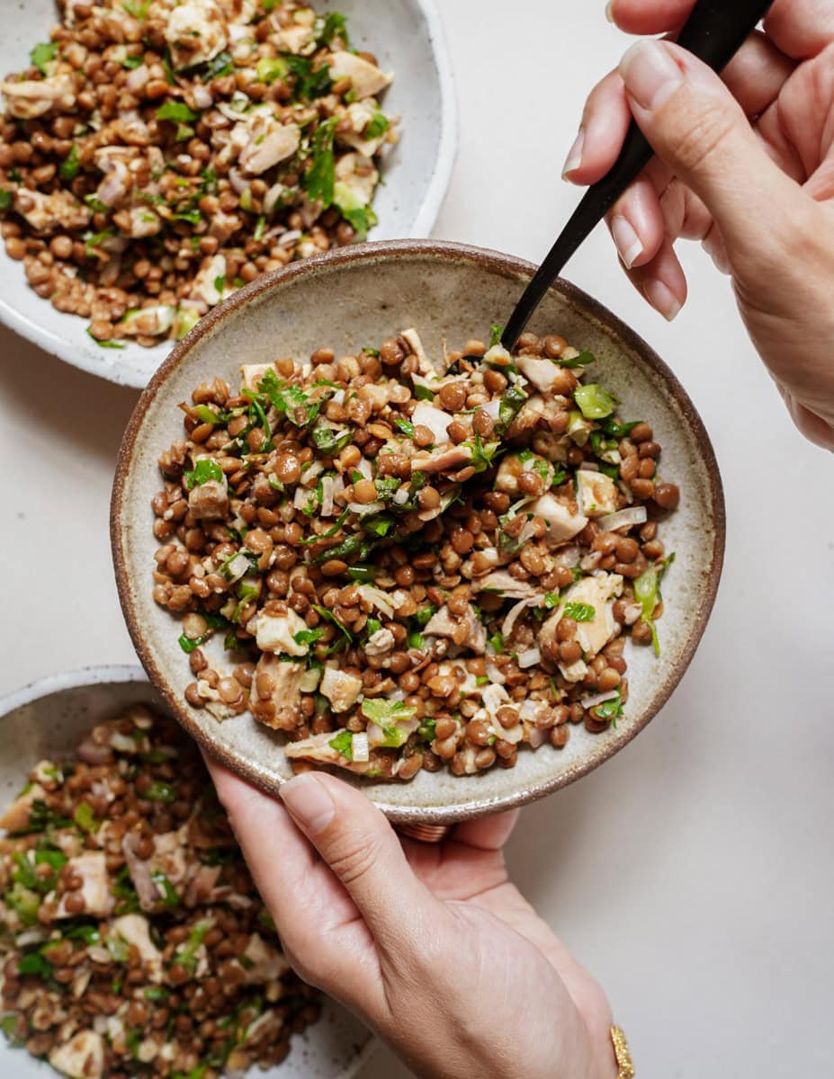 Bowl with high protein salad