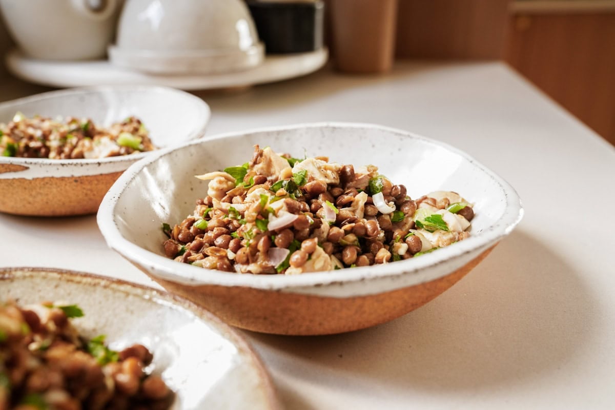 Bowl with high protein salad