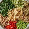 Close-up of edamame salad