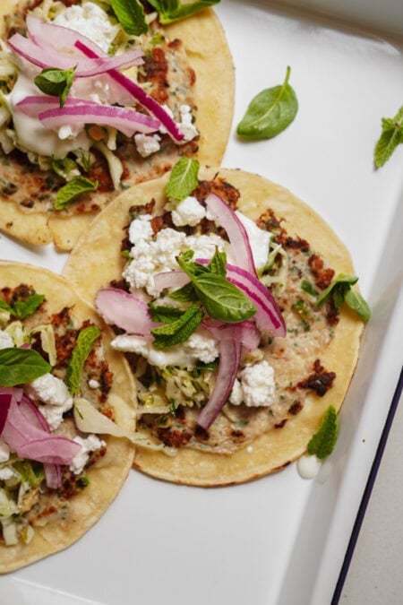 Greek-Inspired Smash Burger Tacos