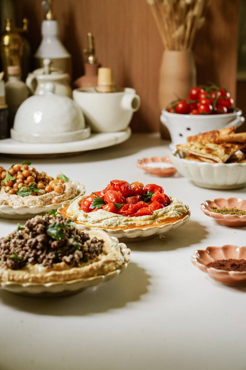 Several hummus toppings