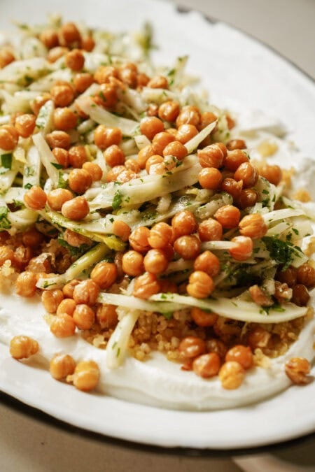 Crispy Quinoa + Chickpea Salad