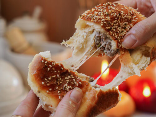 Stuffed Bun with Cheesy Meatballs