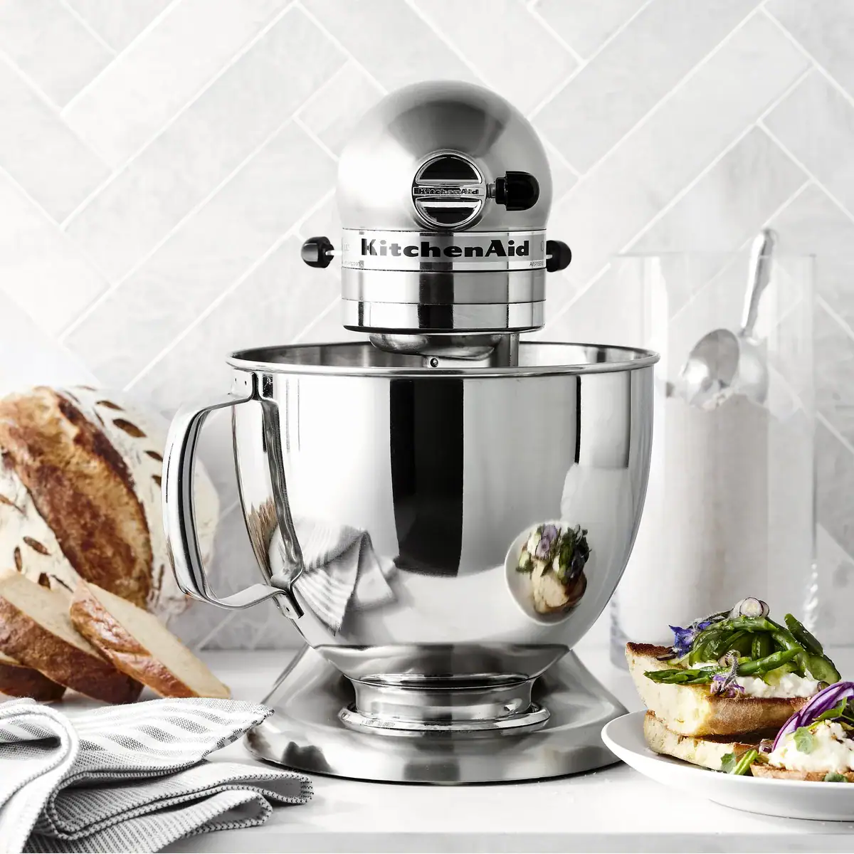 KitchenAid Artisan 5-quart stand mixer with stainless-steel bowl